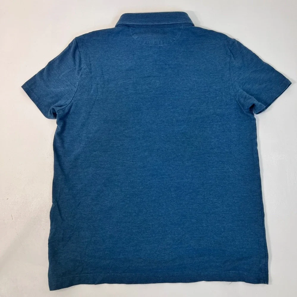 Banana Republic Performance Pique Polo L Blue Short Sleeve Chest Pocket Stretch